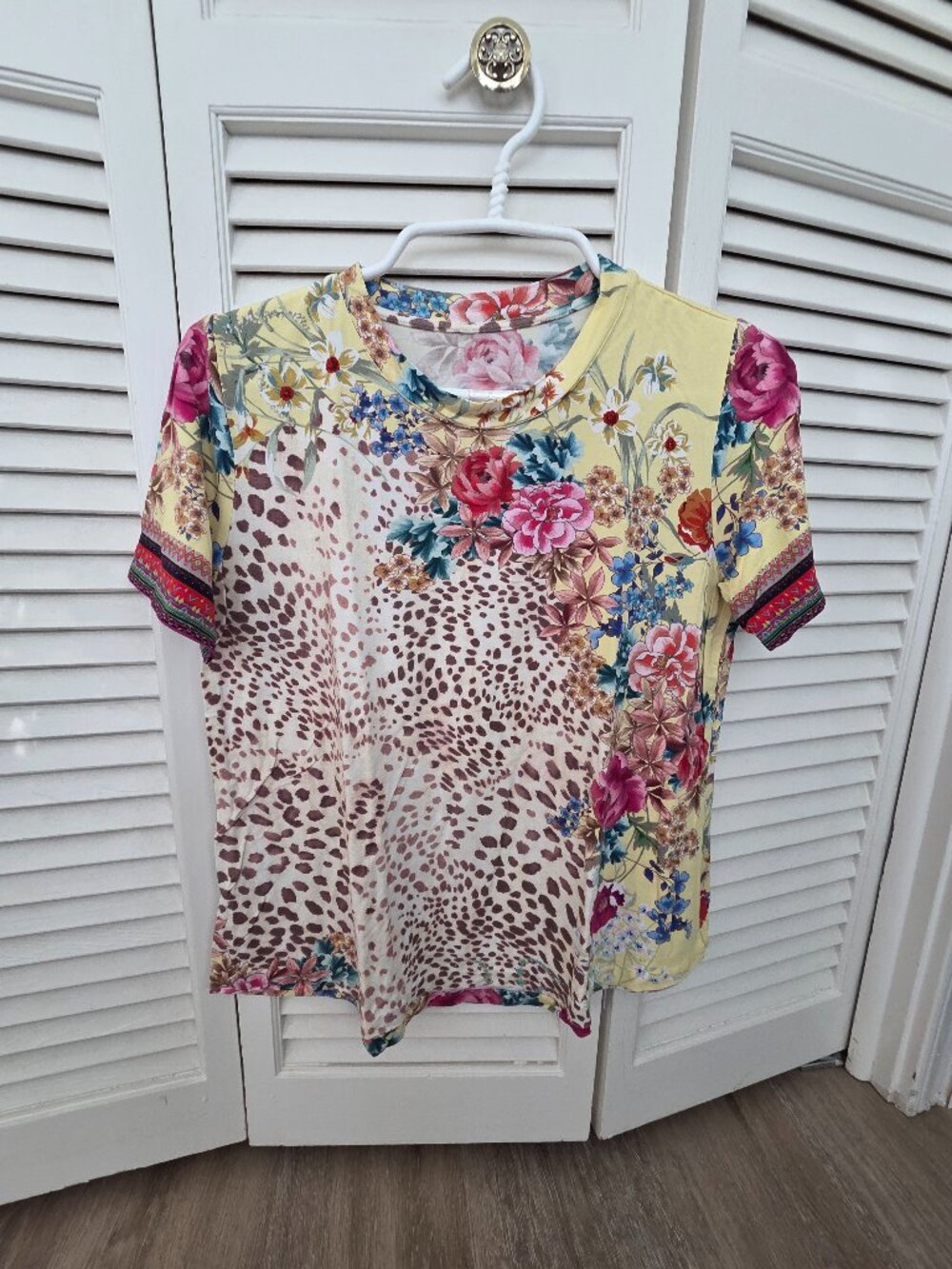 Johnny Was Animal Print Flora Tee